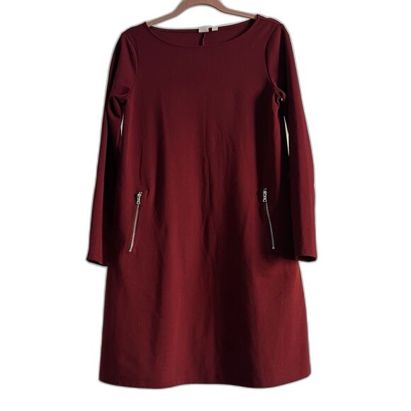 Gap Long Sleeve Red Fit and Flare Dress w/ Pockets Size Small - Picture 1 of 5